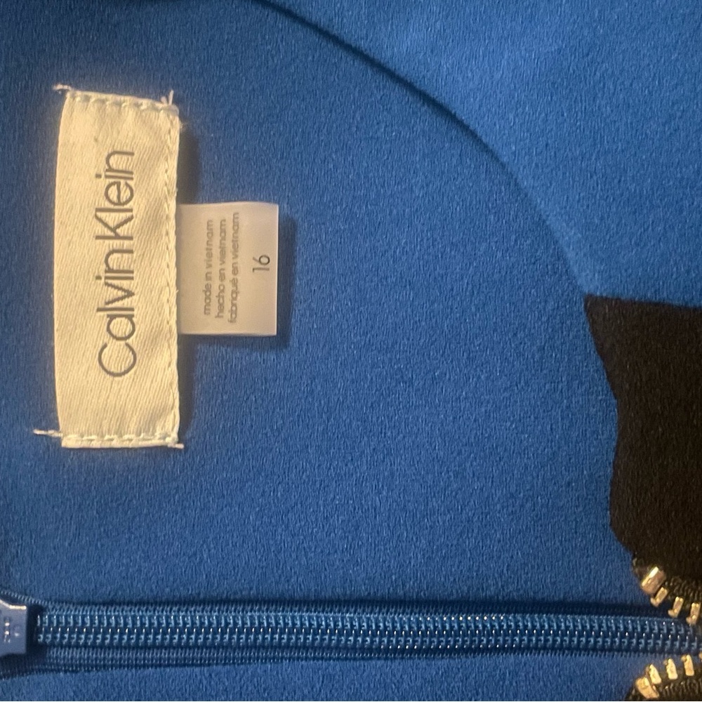 NEW Calvin Klein fit and flare royal blue and black dress.